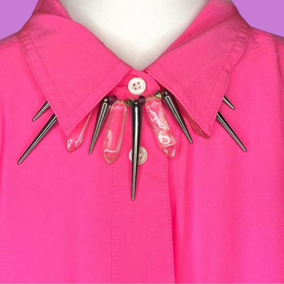 J. Crew, 100%SILK, Hot Pink, Sz 12, Button-up top in eye catching pink - Picture 1 of 11